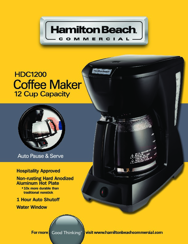 Hamilton Beach Commercial HDC1200 12 Cup Coffeemaker Black with Glass Carafe | Hospitality Rated