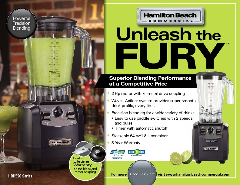 Hamilton Beach HBH550-CE (International) Fury High Performance Blender, 230V