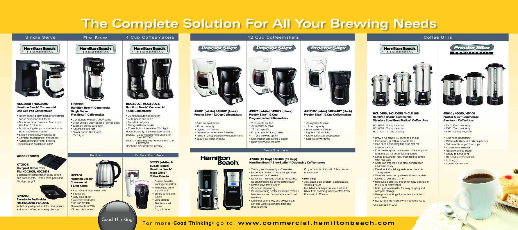 4 Cup Hospitality Rated Coffee Maker, Auto Shut Off, Swing Out/Lift Off  Brew Basket, Black w/ Stainless Steel Carafe