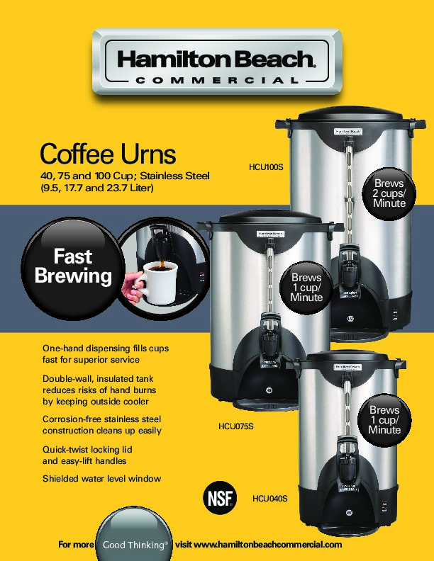 Hamilton Beach 40 Cup Coffee Urn and Dispenser, Silver, 40514R