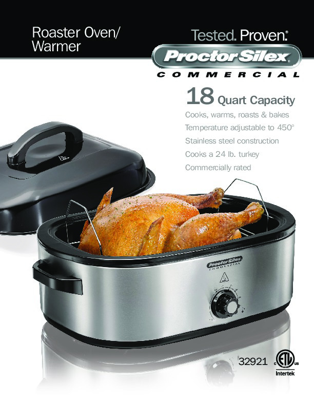 Commercial 18 Qt. Turkey Roaster Oven/Warmer, ProcterSilex