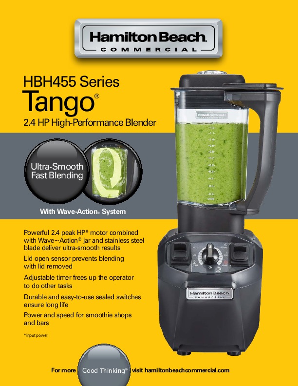  Hamilton Beach Commercial Tango Blender, 48 oz BPA