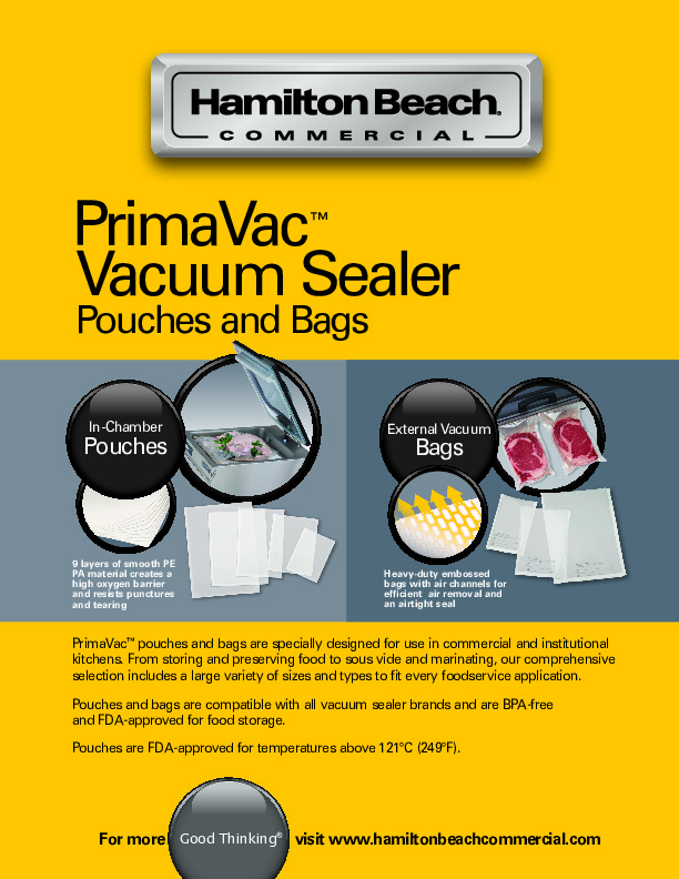 Hamilton Beach HVBX1200 Vacuum Seal Bags - 11 x 16, Nylon/Polyethylene